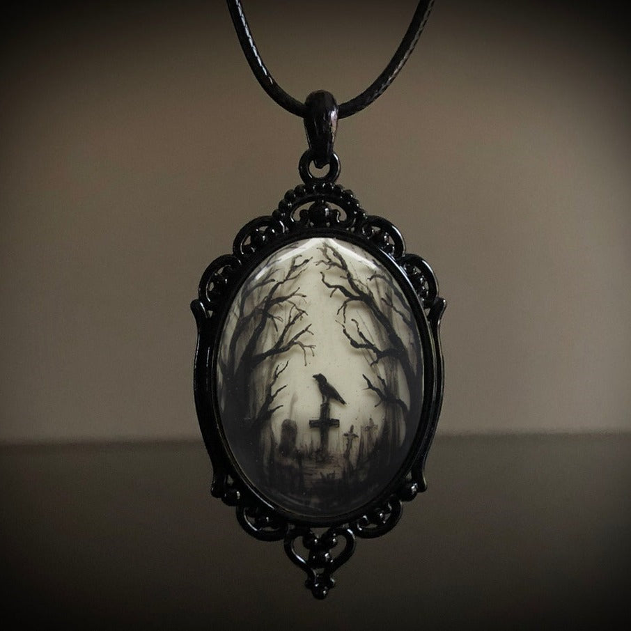 Wholesale Vintage Gothic Crow Cross Witch Necklace